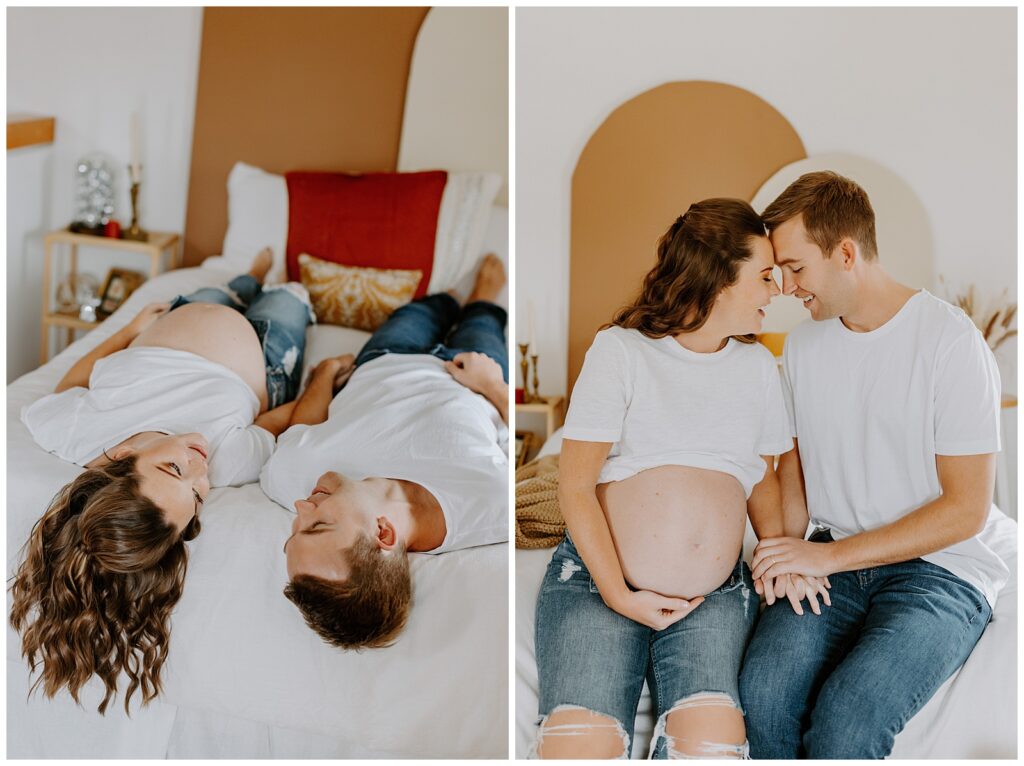 Rust & Honey was the perfect location for a cozy studio maternity session; they had the best warm boho decor.